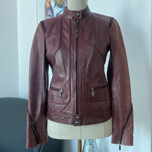 Bernardo Burgundy Leather Jacket - Picture 1 of 9